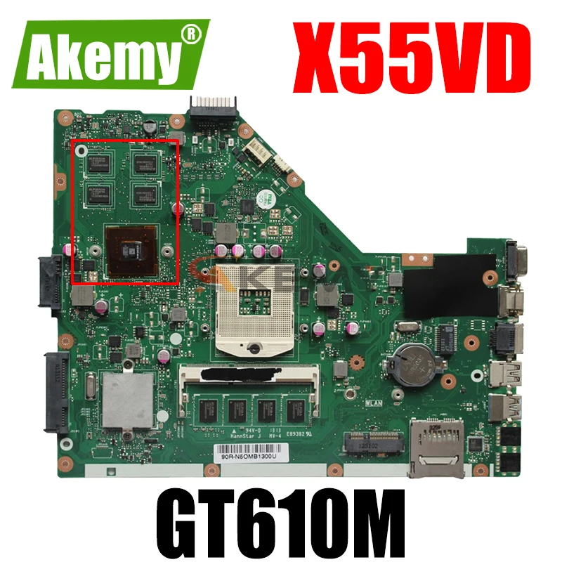 

Akemy X55VD материнская плата для ноутбука ASUS X55VD X55V X55 протестированная оригинальная материнская плата REV2.1/REV2.2 GT610M