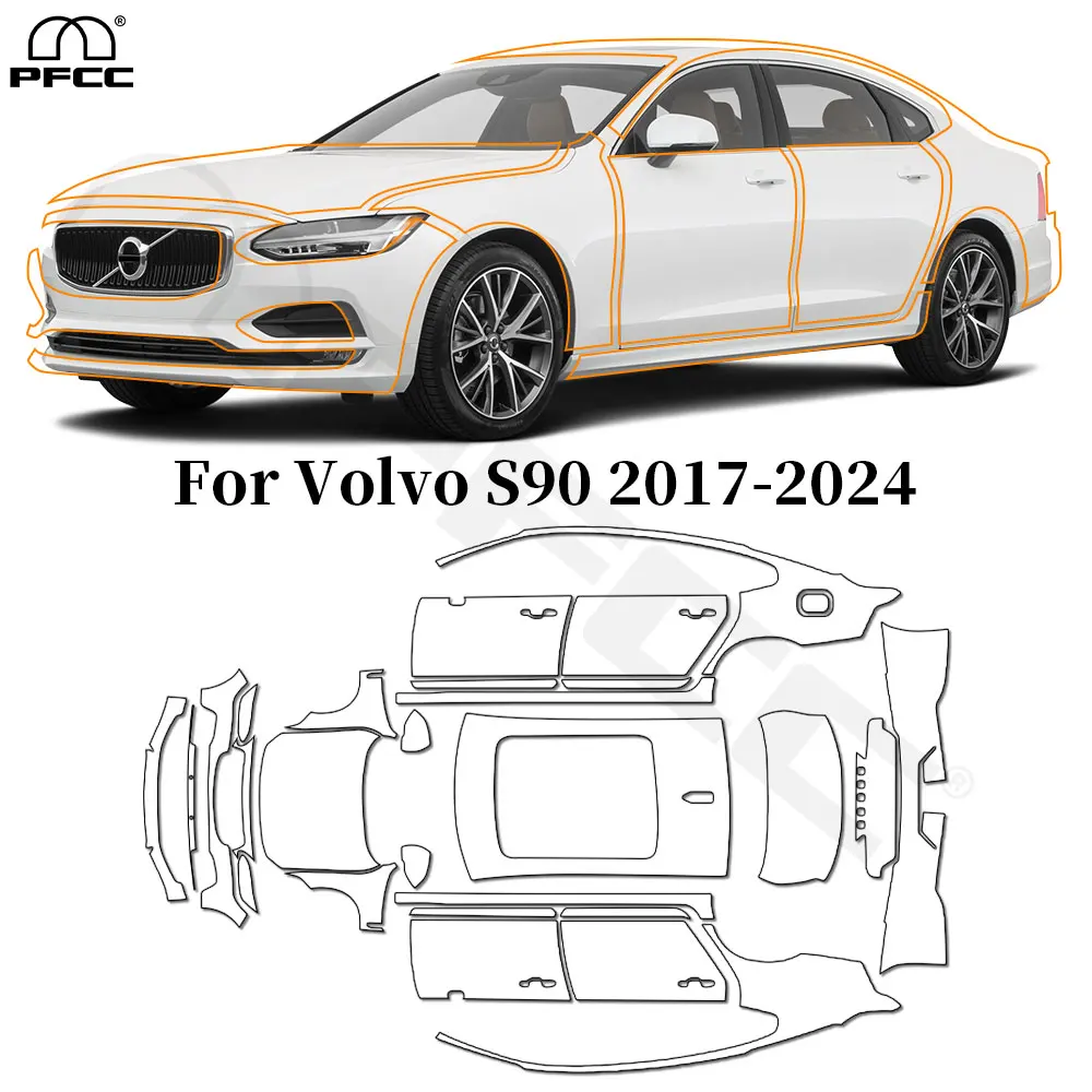 

For Volvo S90 2017-2024 TPU Paint Protection Film Anti-scratch Car Body Clear Bra Pre-cut PPF Resistant Invisible Repairable Kit