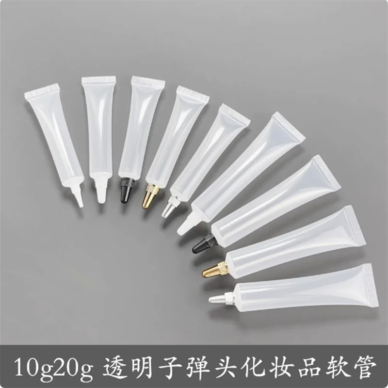 50-500pcs10ml 20ml Empty Clear Cosmetic Hose Tube Dispenser Eye Cream /Essential Oil /Lubricant Tip Plug Squeeze Tube