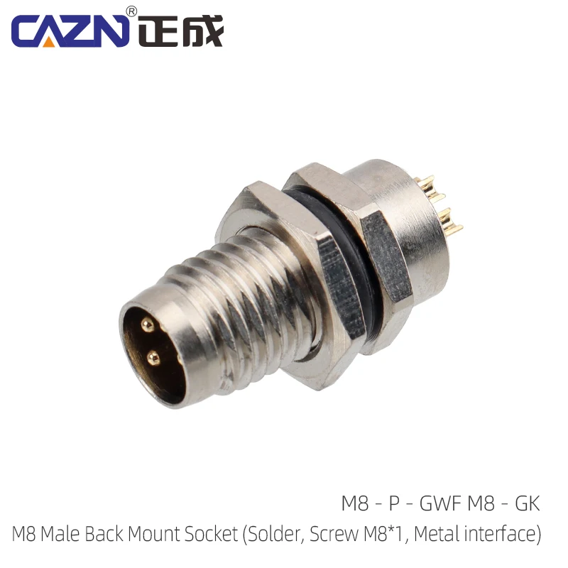 Hot Selling M8 Sensor Connector 3/4/5/6/8 Pins IP67 Solder Socket For Robotic Industry Male&Female Front Back Mount Socket