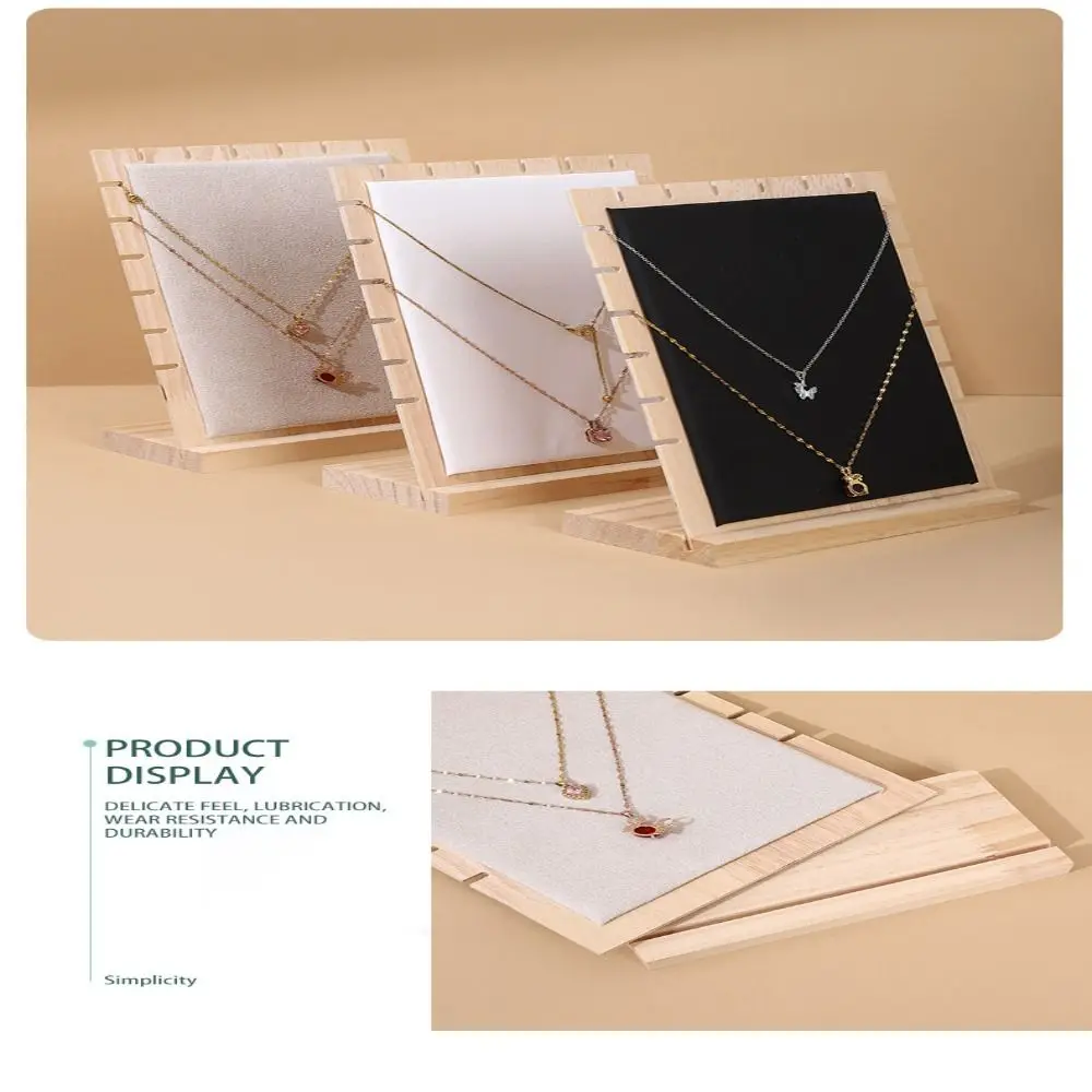 Baru Kayu Perhiasan Tampilan Berdiri Persegi Dilepas Anting-Anting Rak Vertikal PU Kalung Organizer Perhiasan