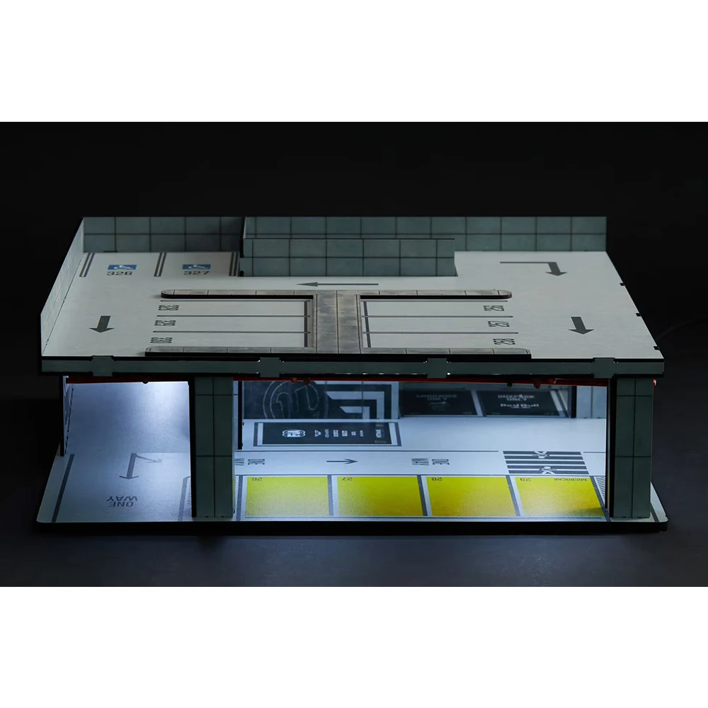 1-64-model-garage-with-led-lights-for-diecast-model-car-miniature-parking-lot-scene-diy-display-diorama-stand-no-car-included