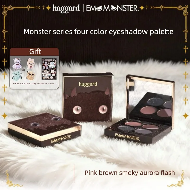 Monster Four-color Eyeshadow Palette: Smoky Pink, Brown, Playful Makeup, Matte, Sparkling, Low-saturation, Multi-color Eyeshadow