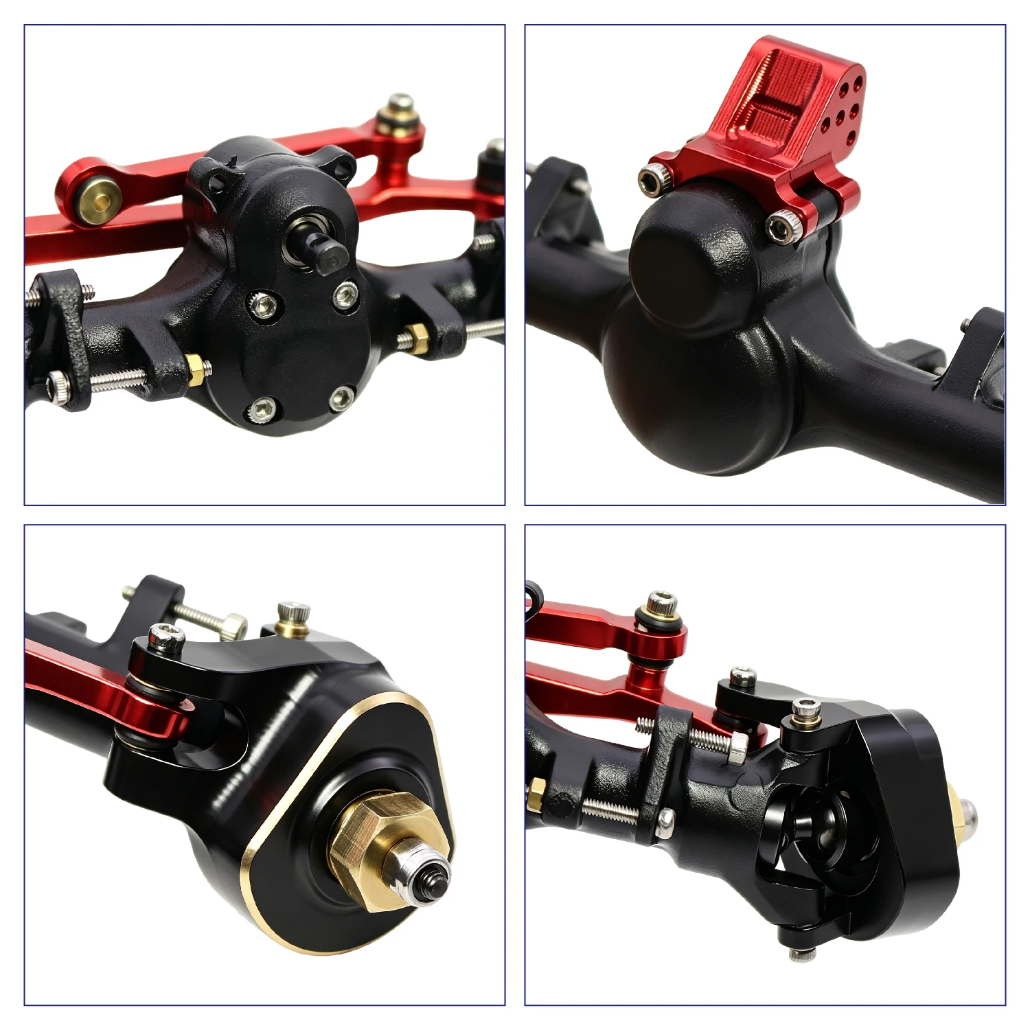 +4mm Plastic Planet Front Rear Axles with 3-Section ISO CVD and Brass Steering Knuckles Max.52° for 1/24 Axial SCX24 Upgrade view 2