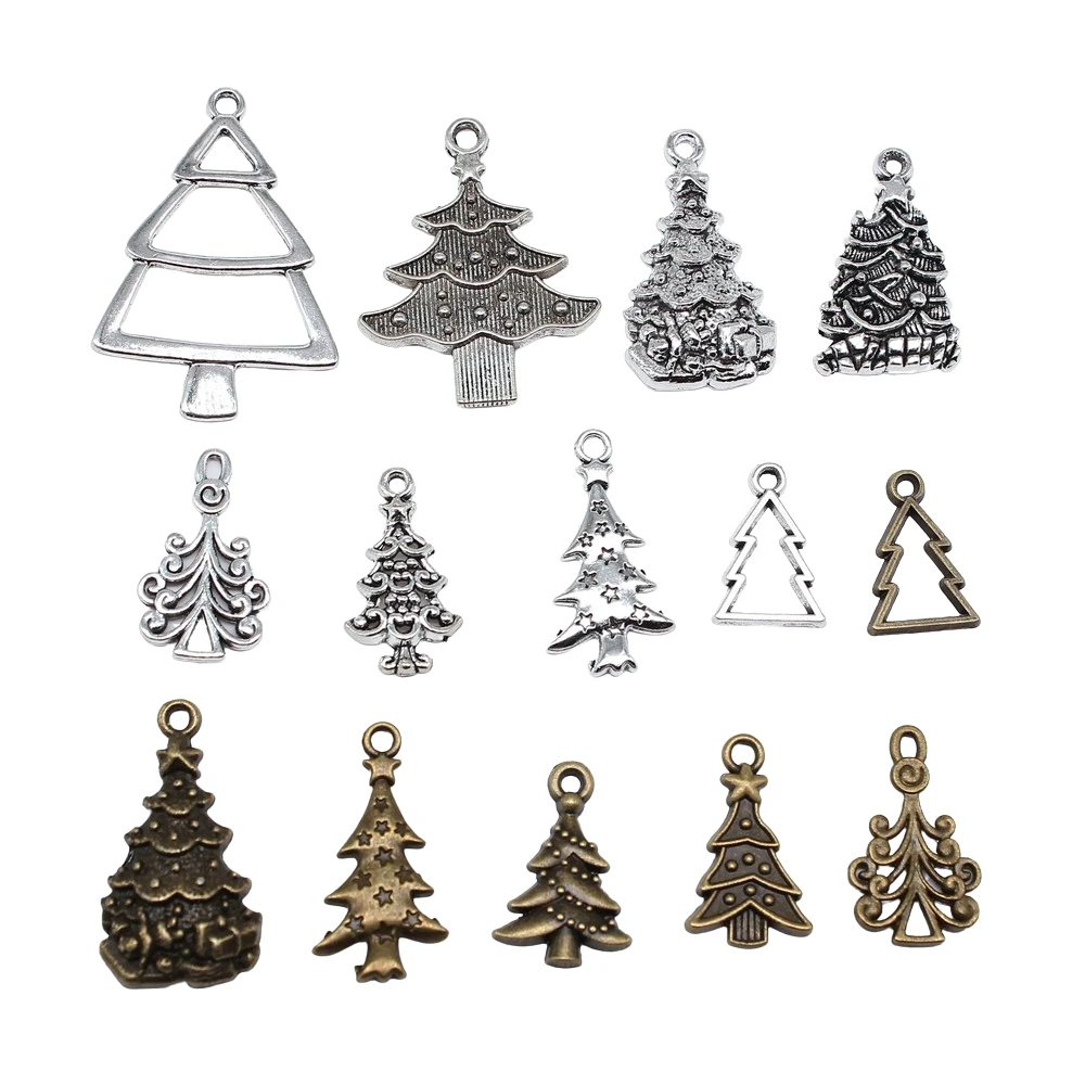 20szt Choinki Charms Antyczny Brąz Srebrny Kolor Zawieszki Robienie DIY Ręcznie robione Rękodzieło — zdjęcie 3