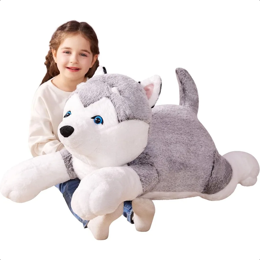 

IKASA Giant Husky Stuffed Animal Plush Toy30 Large Dog Puppy Cute Jumbo Soft Toys Huge Big Size Plushy Fluffy Fat Plushie Gifts