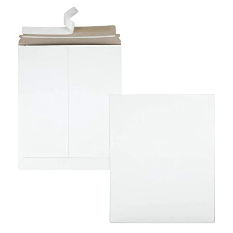 

Photo Document Mailers, Redi-Strip Self Seal Closure, Rigid Stay Flat Mailer, White Recycled Fiberboard, 11" x 13.5", 25 per Bo