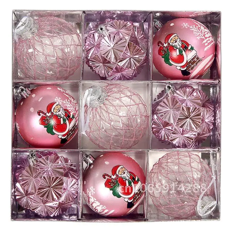 

9pcs/Box Christmas Electroplated Translucent Plastic Ball Set Ball Christmas Box Gift Hanging Pendant Tree Decoration Merry