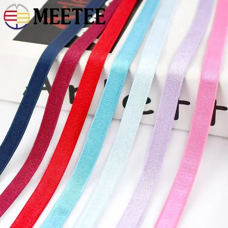 10/20/50Meters 10mm Color Nylon Spandex Elastic Bands Shoulder Strap Elasticity Trim Underwear Belt DIY Clothes Sewing Accessory