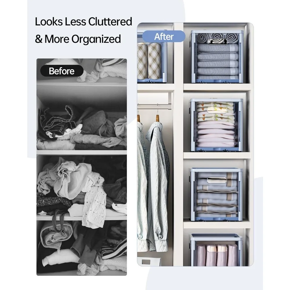 

HOME Clear Storage Cube Bins - 6 Pack Foldable Clothing Cubby Storage Bins Open Home Boxes Plastic Storage Containers