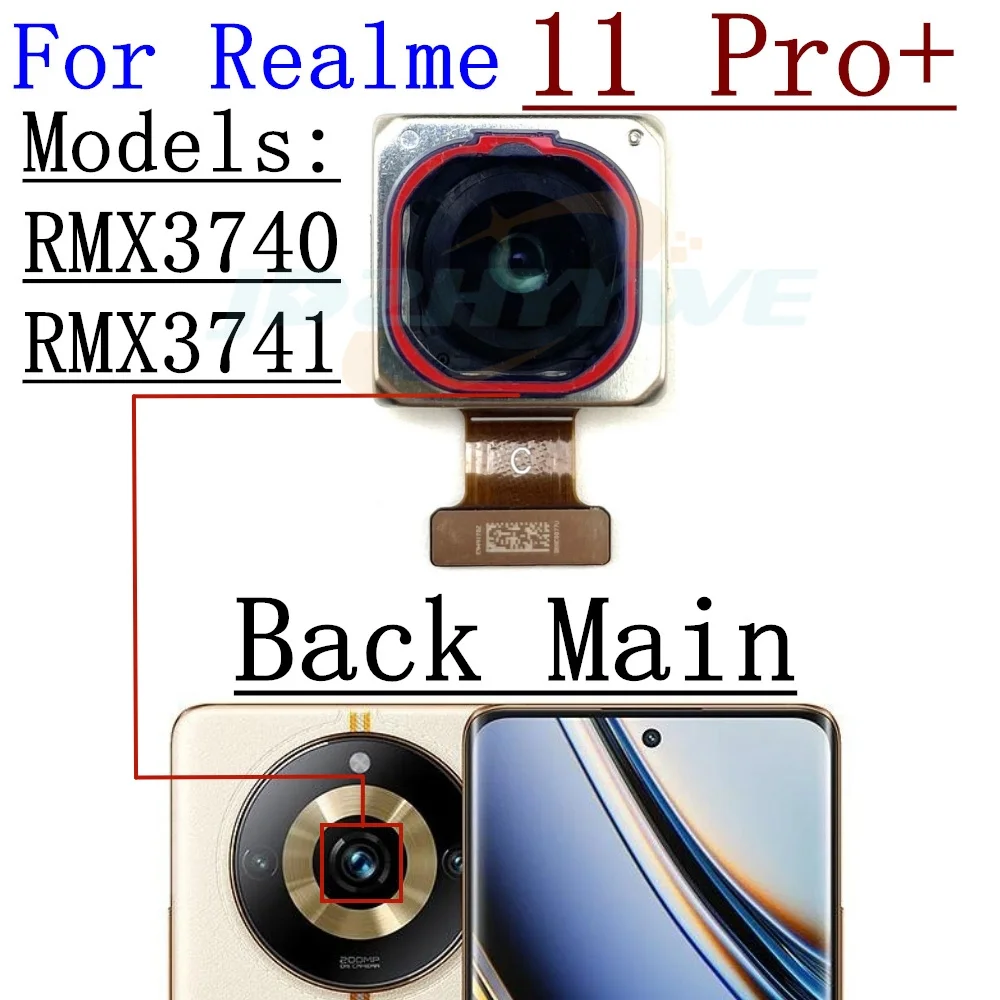 Rear Front Camera Module For OPPO Realme 11 Pro+Plus 5G Front Small Facing Back Main Camera Flex Cable Reapir Spare Parts