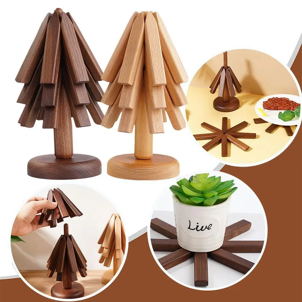 

Wood Insulation Mat Tree-Shaped Wooden Placemat Heat Resistant Table Protection Coaster For Pots Pans Hot Dishes