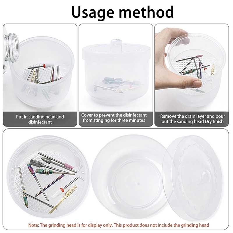 Forets pour Nail Art, tête de meulage, stérilisateur, boîte de désinfection, boîte de nettoyage d'outils pour ongles, mallette de rangement de manucure, accessoires de tondeuse