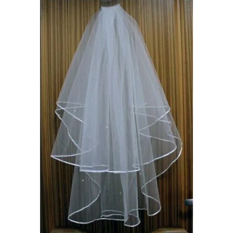 Hot Sale New Design 2T White Wedding Bridal With Satin Edge Comb Elbow Veils