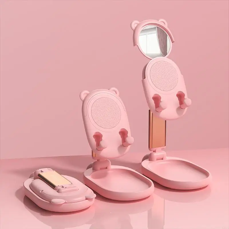 

G5GA Telescopic Beauty Mirror Desktop Portable Telescopic Tablet Phone Holder