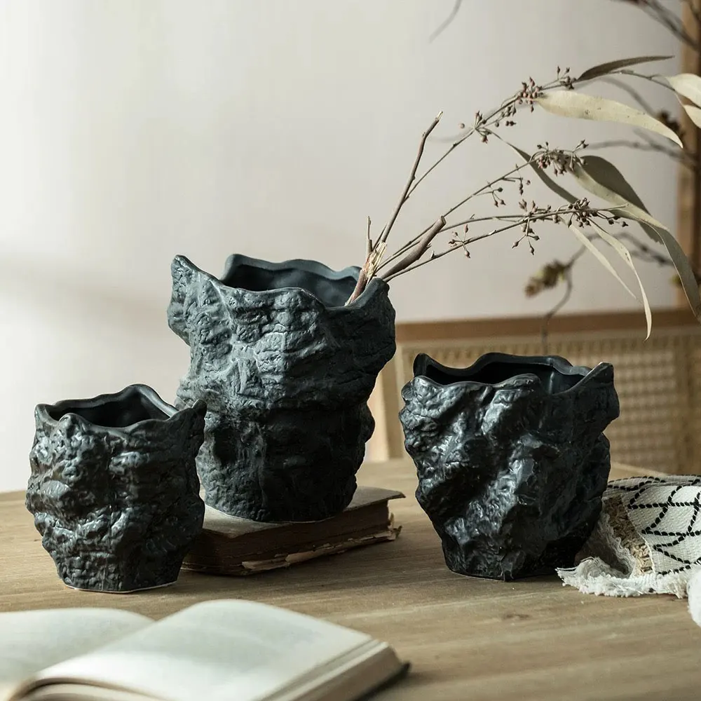 

Силиконовая форма для цветочного горшка с текстурой камня, 3D-эффект камня для бетона, цемента - для самостоятельного изготовления кашпо для суккулентов, настольного декора, украшения дома