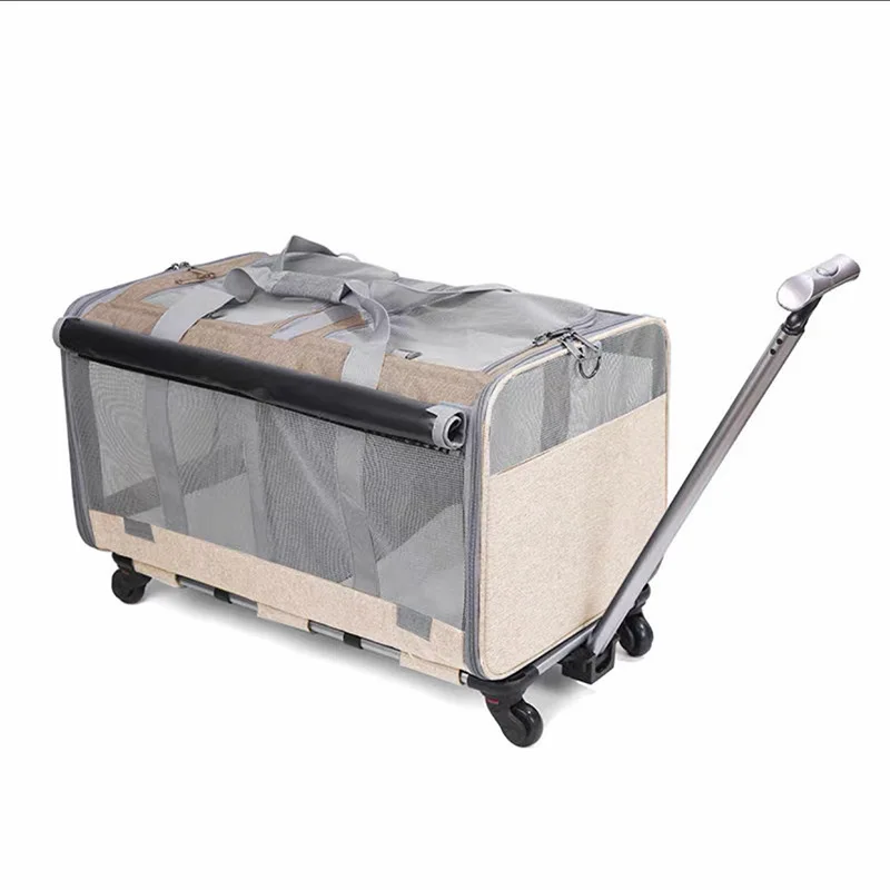 High Quality Wheel Portable Travel Trolley Bag Removable Universal Wheel Breathable Folding Large Capacity Pet Trolley Bag