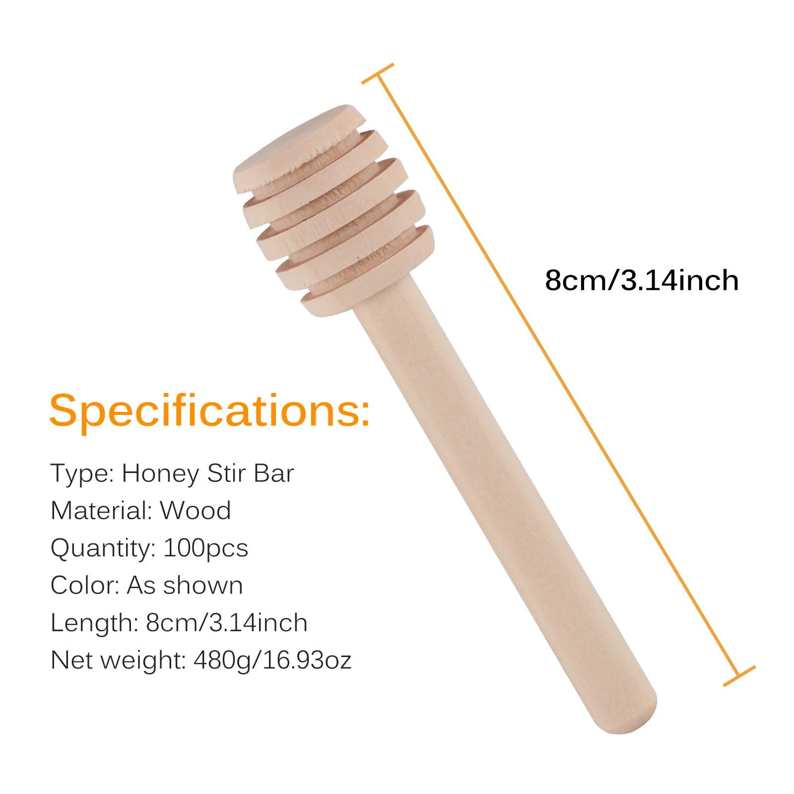 Wood Honey Stir Bar Mixing Handle Jar Spoon Practical 100Pc  Dipper Honey Long Stick Supplies Honey Kitchen Tools8/10/11/15CM