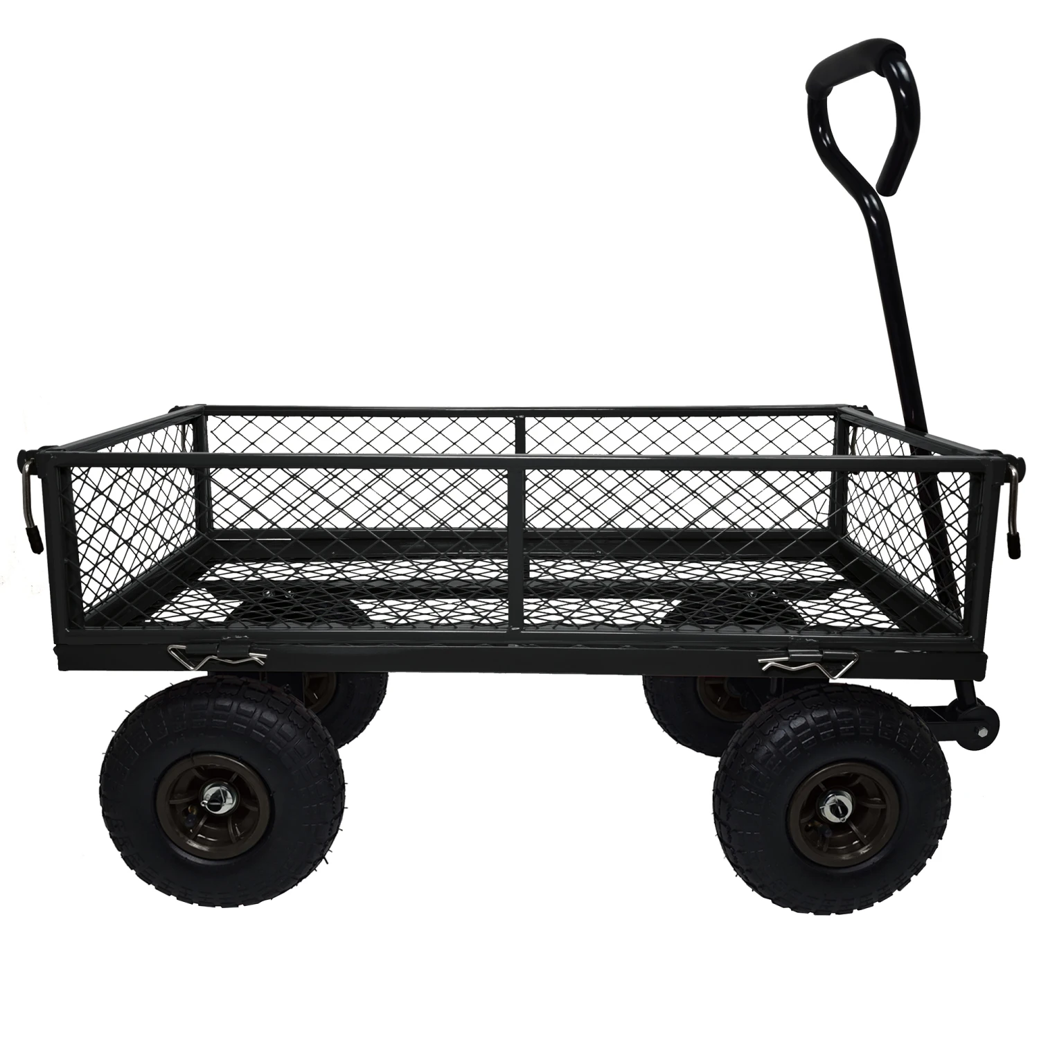 

Heavy Duty Utility Wagon with Removable Sides, 3 cu. ft. Capacity, 300 lbs. Weight Limit, Steel Mesh Construction, Black