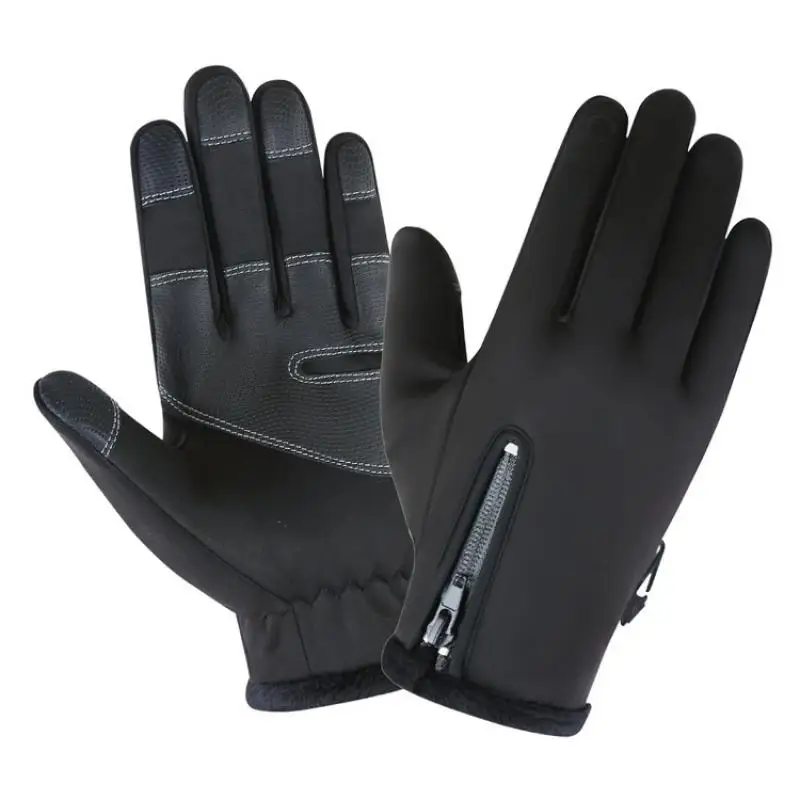 

Men Women Sports Fitness Non-slip Cycling Gloves Winter Plus Plush Thick Warm Touch Screen Motorcycle Zipper Ski Glove