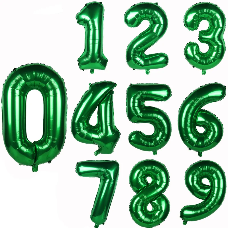 32inch 0-9 Dark green Number Balloon Mylar Foil Balloon Birthday Decorations 10 20 30 40 50 Numbers Balloon Party Supplies