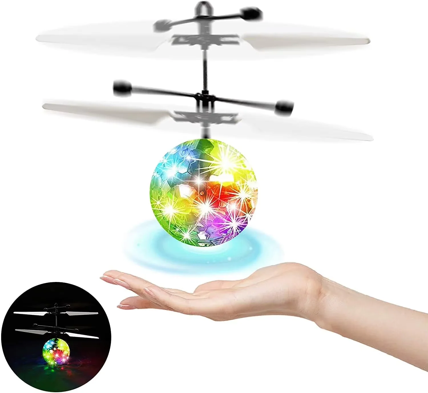 8F- Induction Colorful Crystal Ball Gyroscope Intelligent Induction Floating Ball Luminous Toy Gifts for Kids