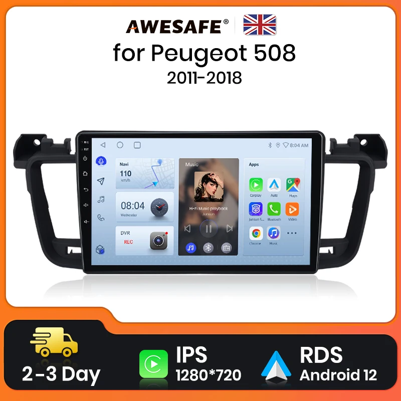 AWESAFE Wireless CarPlay Android Auto Radio For Peugeot 508 2011 2012 2013 - 2018 GPS Navigation Stereo Car Intelligent Systems