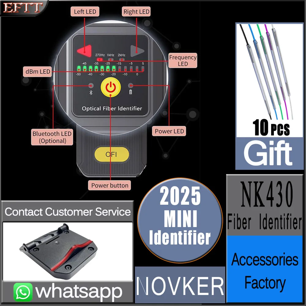 NOVKER جهاز اختبار كابلات الألياف الضوئية النشط الصغير كاشف وضع واحد 700nm-1700nm نطاق الطول الموجي كاشف الألياف