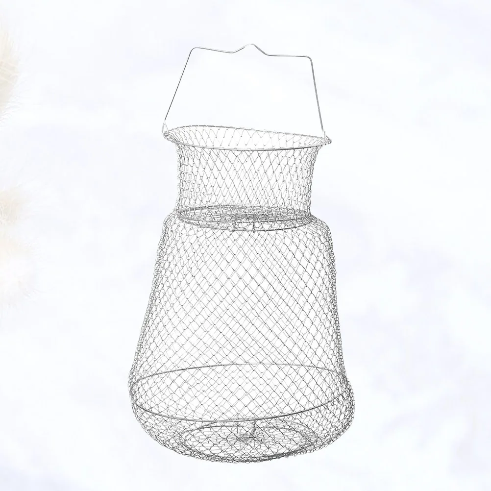 

1.5Cm Hole 72Cm Foldable Steel Wire Fishing Basket Zinc Plated Durable For Lake Outdoor Use Crab Trap Net Accessories