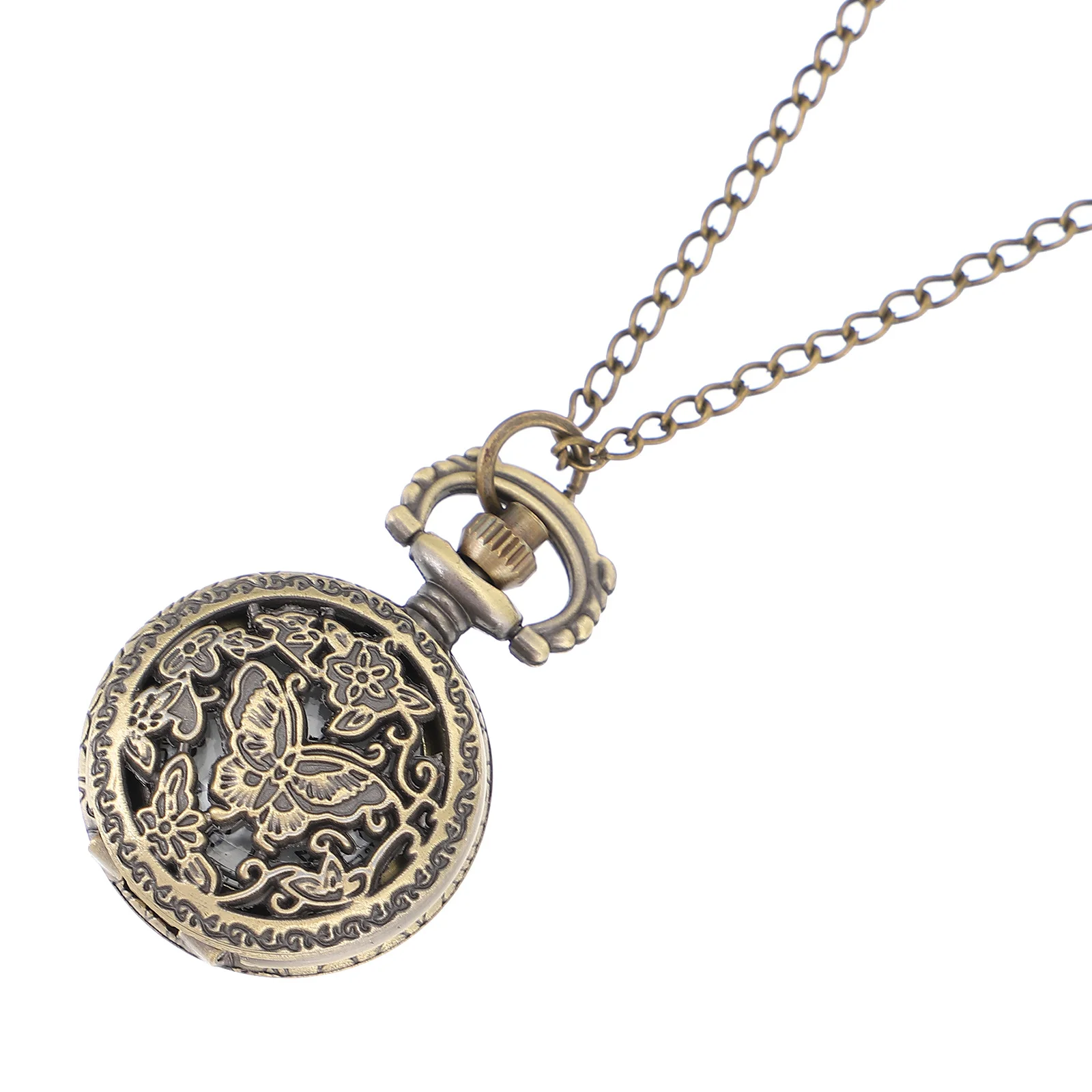 1pc Retro Pocket Watch Hollow Lightweight Portable Design Precise Movement Durable Chain Included For Daily Wear Gift