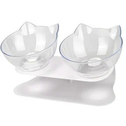 Cat Bowl Elevated, 15° Tiltle Neck Guard Cat Feeder Bowl with Stand, Raised Cat Dishes for Food and Water, Bowls for Cat