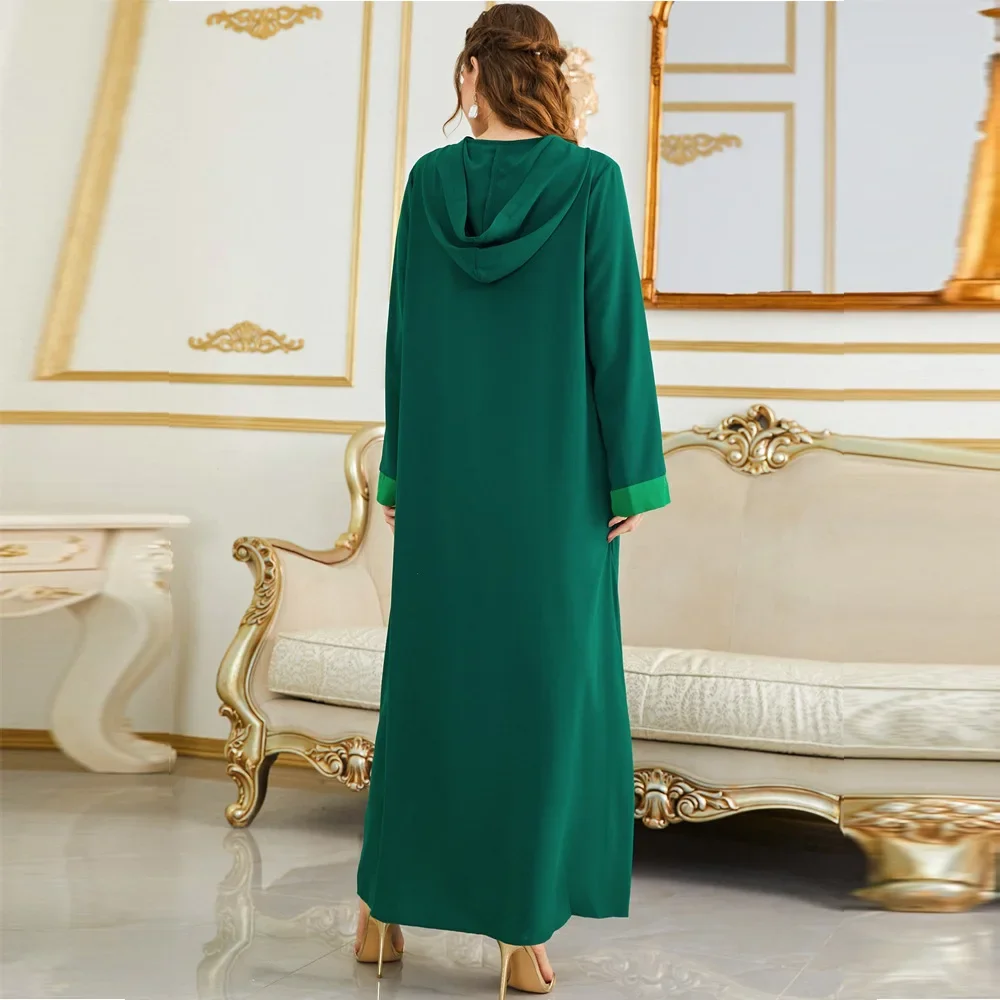 Eid Dubai Luxury Abaya Green Muslim Long Dress Saudi Gulf Abayas for Muslim Women Turkish Party Islamic Outfit Moroccan Djellaba