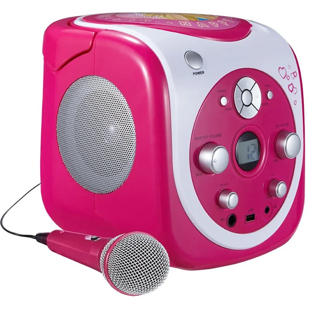 เครื่องเล่นซีดีแบบพกพาเครื่องขยายเสียงเด็กการเรียนรู้ด้วยเครื่องลําโพง U Disk Play MP3 แผ่นไมโครโฟนคาราโอเกะสเตอริโอ Megaphone