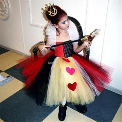 Fancy Dress Up Clothes Queen Of Heart  Costume Halloween Girls Costume Tutu Dress Girl Long Dress Evening
