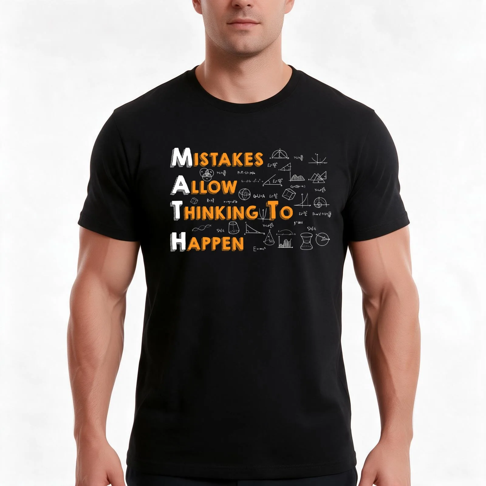 Mistakes Allow Thinking To Happen Math Teacher T-Shirt, Summer Casual Cotton Tee, Oversized Streetwear Tops, Unisex Men Women