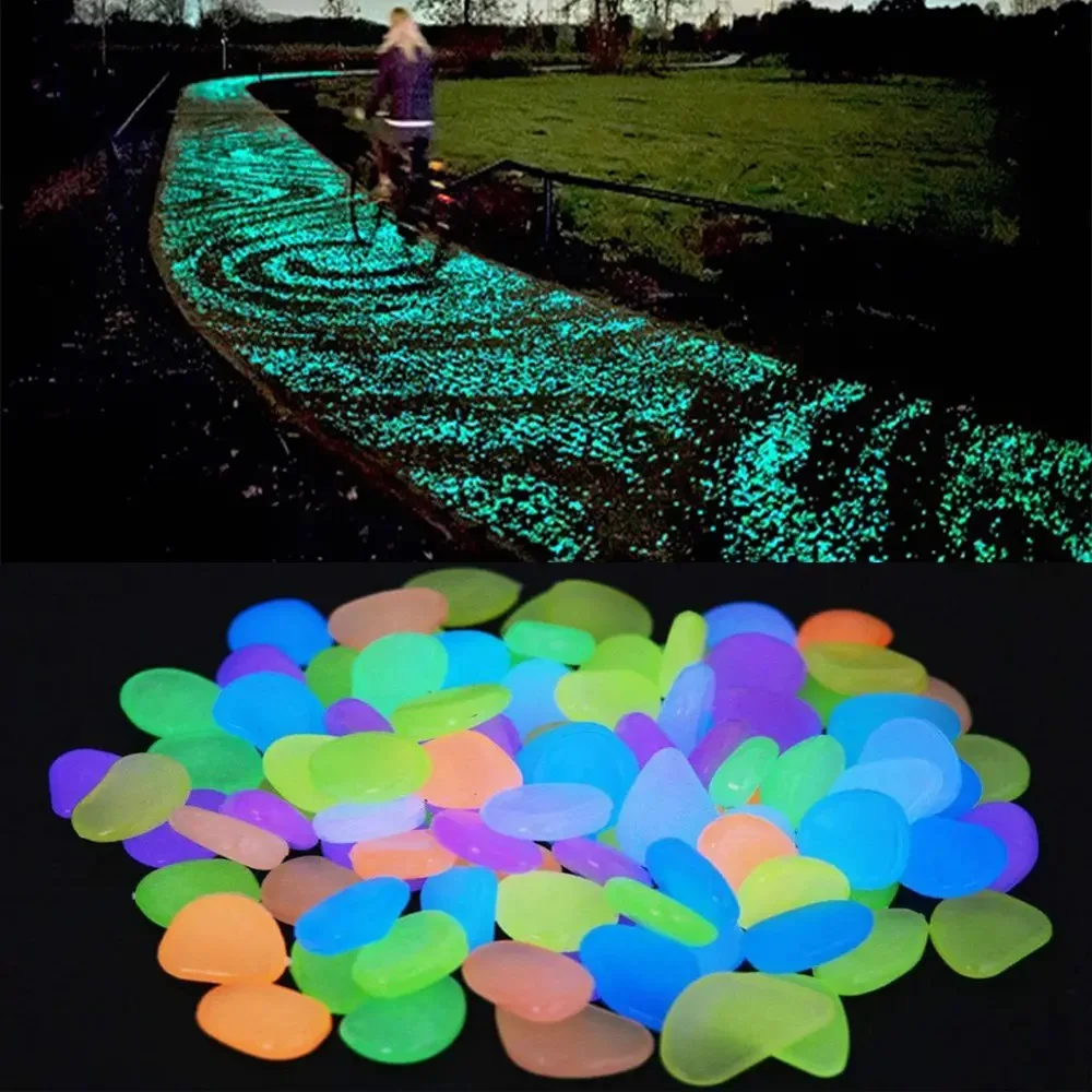 100pcs/pack mixed color plastic glow stone in night for fish tank road path toy