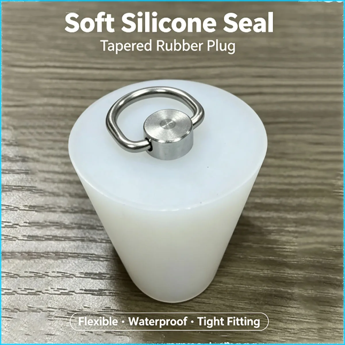 Conical Silicone Rubber Stopper 14‑172mm D‑Shape Steel Handle, Floor Drain Sink Plug for Bathroom Kitchen Pipeline Sealing