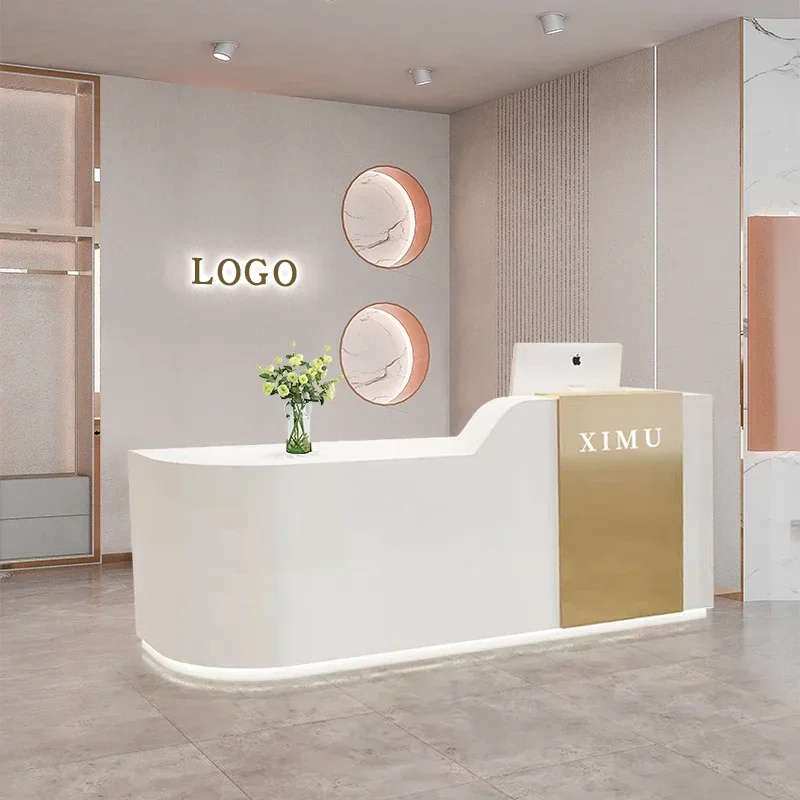 

Легкие роскошные стойки регистрации, современный офисный стол, школьный ресторан, белый эстетический дисплей, мебель для салона Schreibtisch