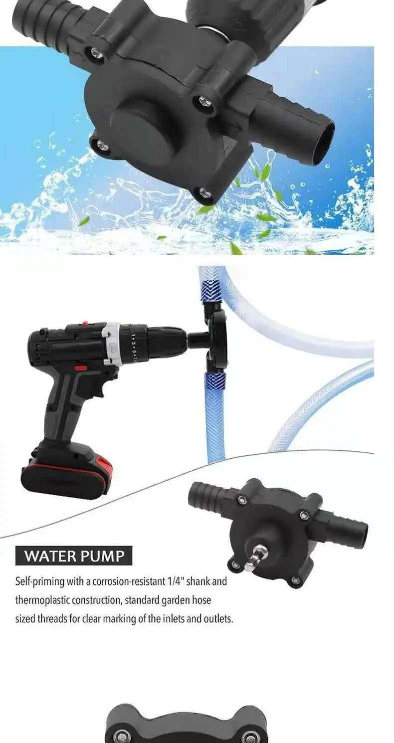 Electric Drill Pump Portable Mini Hand Self-priming Liquid Transfer Pumps Diesel Oil Fluid Water Pump Home Garden Outdoor Tool