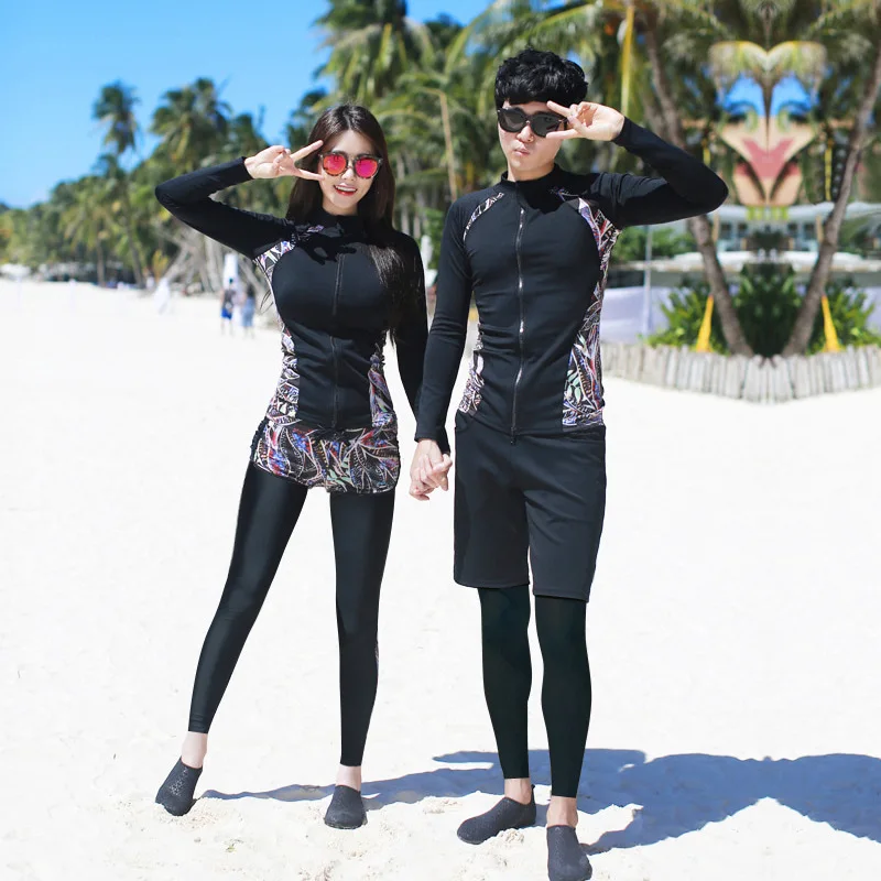 Korea 2023 New Couple Diving Suit Conservative Split Long Sleeve Swimwear Sports Wear Large One Generation Swimwear Wisuwore