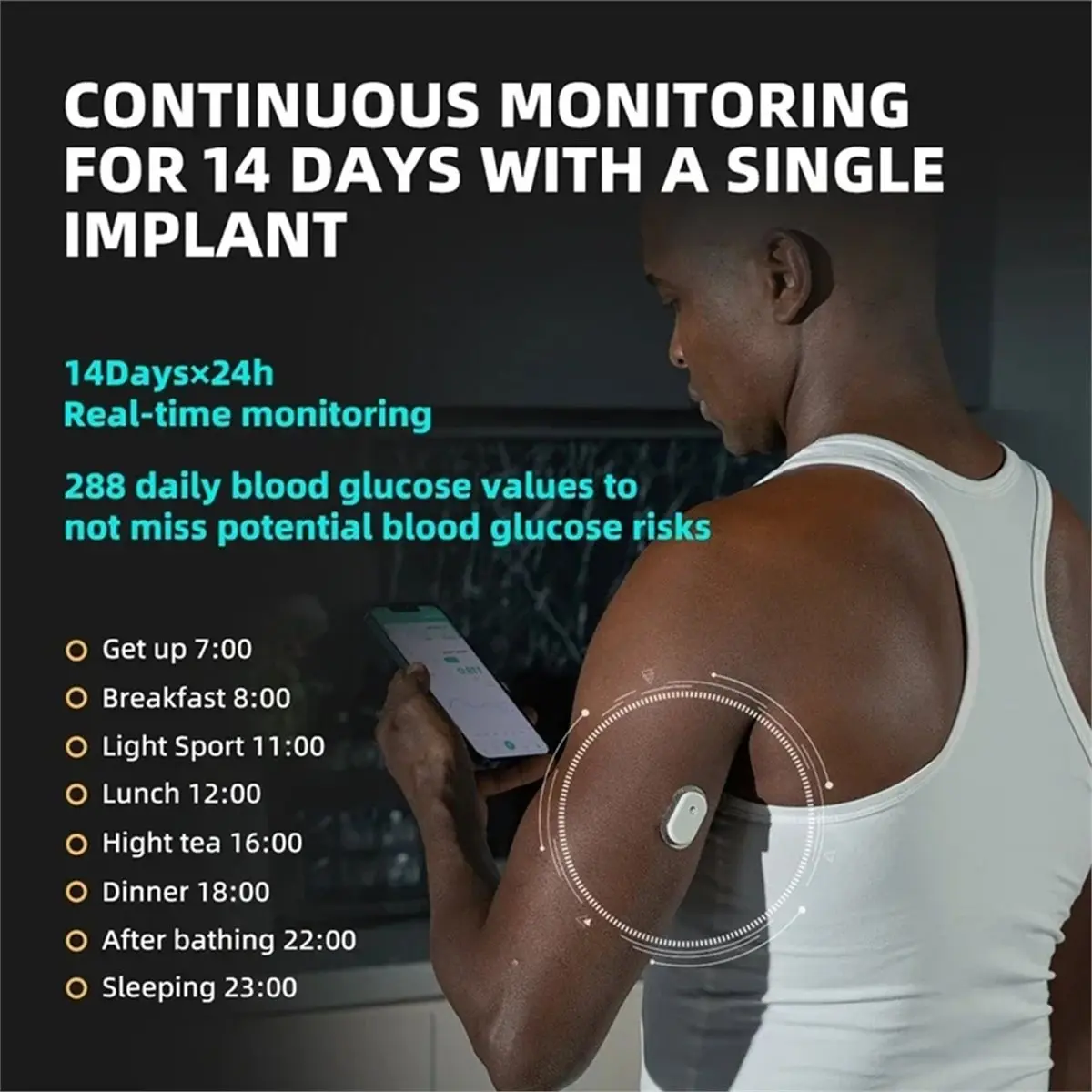 [NEW] Blood Glucose Meter 24h Real Time Monitoring Finger-Free Tester Diabetes Suger Sensor Health Monitors for Home Scanner