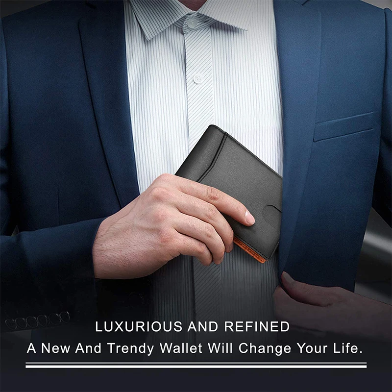 Rfid Leder Männer Brieftaschen Geld Tasche Dünne Dünne Karte Halter Brieftasche Carbon Faser Männlichen Kleine Kurze Geldbörse Schwarz Brieftasche Walet Geschenke – Detail 13