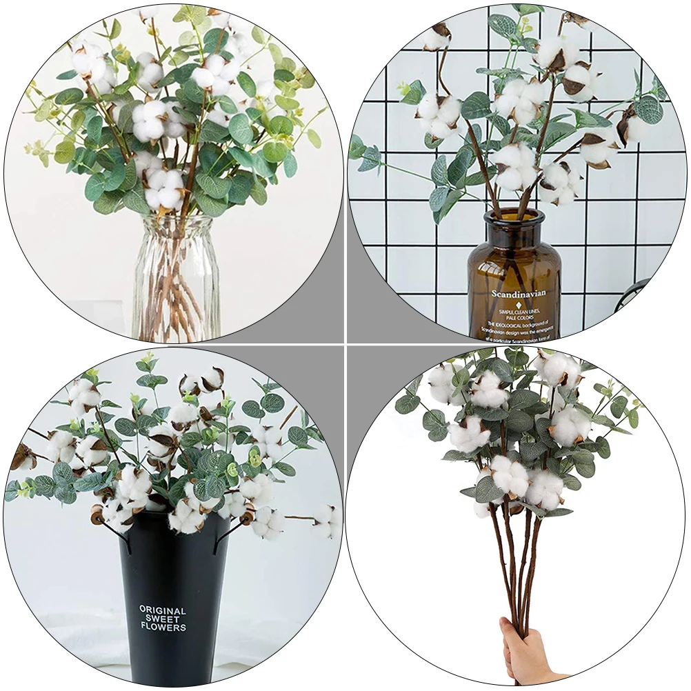 

6pcs Plants Artificial Grass Artificial Grass for Indoors DIY Cotton Decor Flower Arrangement Cotton Decors Fake Floral