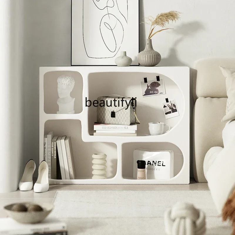

2003Cream Color Showcase Living Room Bookcase Floor Cabinet Bedroom Storage Shelves Display Cabinet Nordic Arch