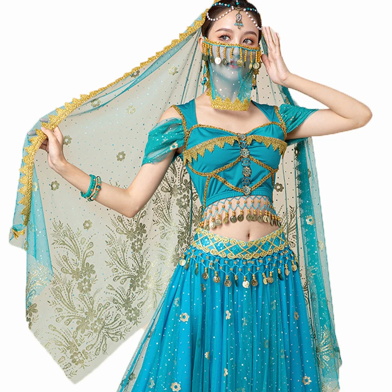 Belly Dancing Chiffon Scarf Elegant Stage Performance Headdress Prop Female Show Costumes Indian Dance Headband Shawl Scarf Veil