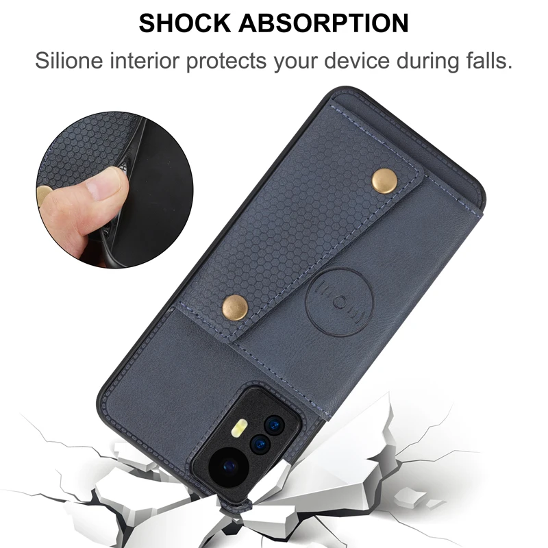 Автомобильный магнитный держатель с слотом для карт из искусственной кожи, задний флип-чехол для телефона для Xiaomi Redmi Note 12S 4G 2303CRA44A, чехол-кошелек с несколькими картами