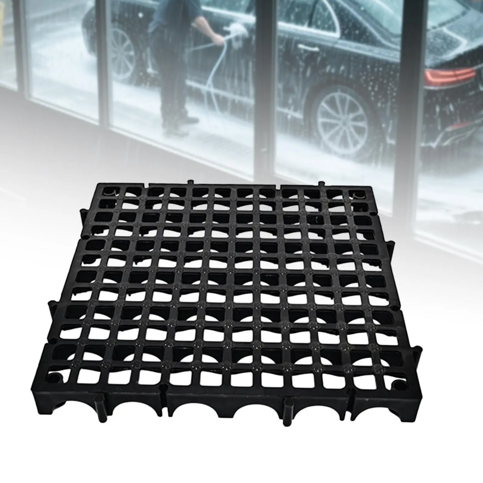 Drainage Interlocking Floor Tile for Car Wash Non Slip Splicing Cushion Floor Mat Grating Panel for Deck Shower Bathroom