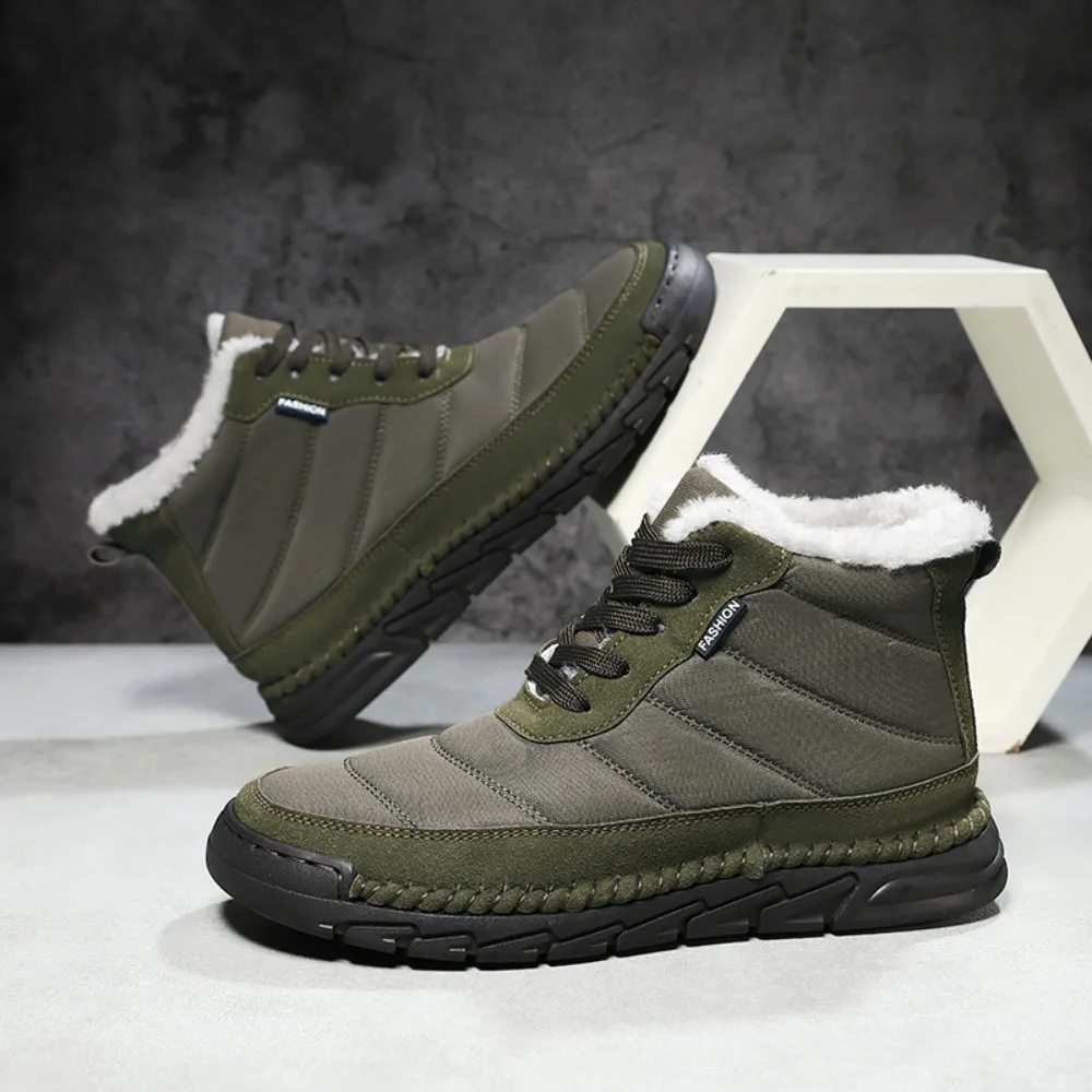 Мужские зимние ботинки больших размеров, уличная плюшевая теплая походная повседневная рабочая обувь, противоскользящие износостойкие мужские спортивные ботильоны