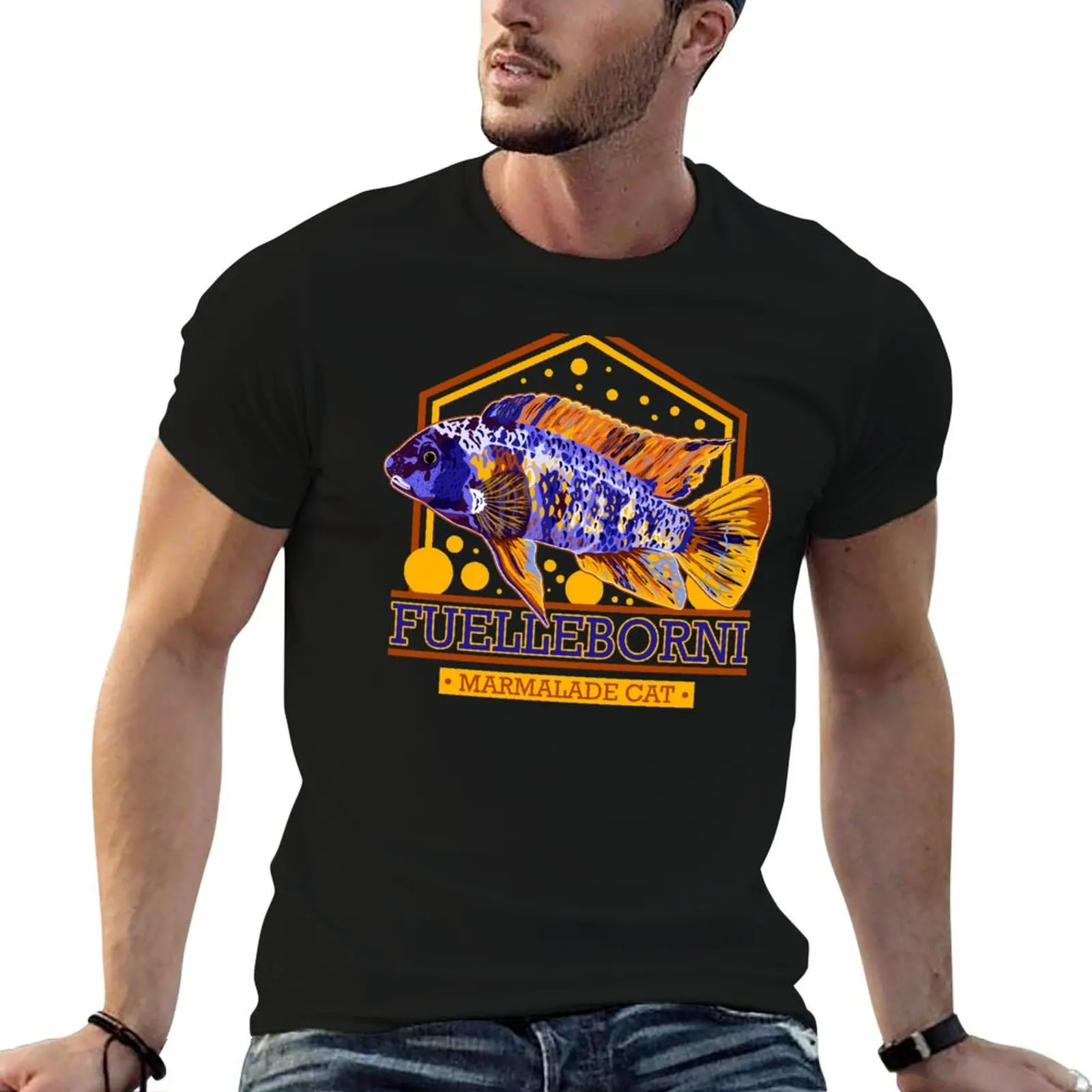 Cichlid Labeotropheus fuelleborni mermelada gato OB lago Malawi acuario ornamental pez regalo camiseta