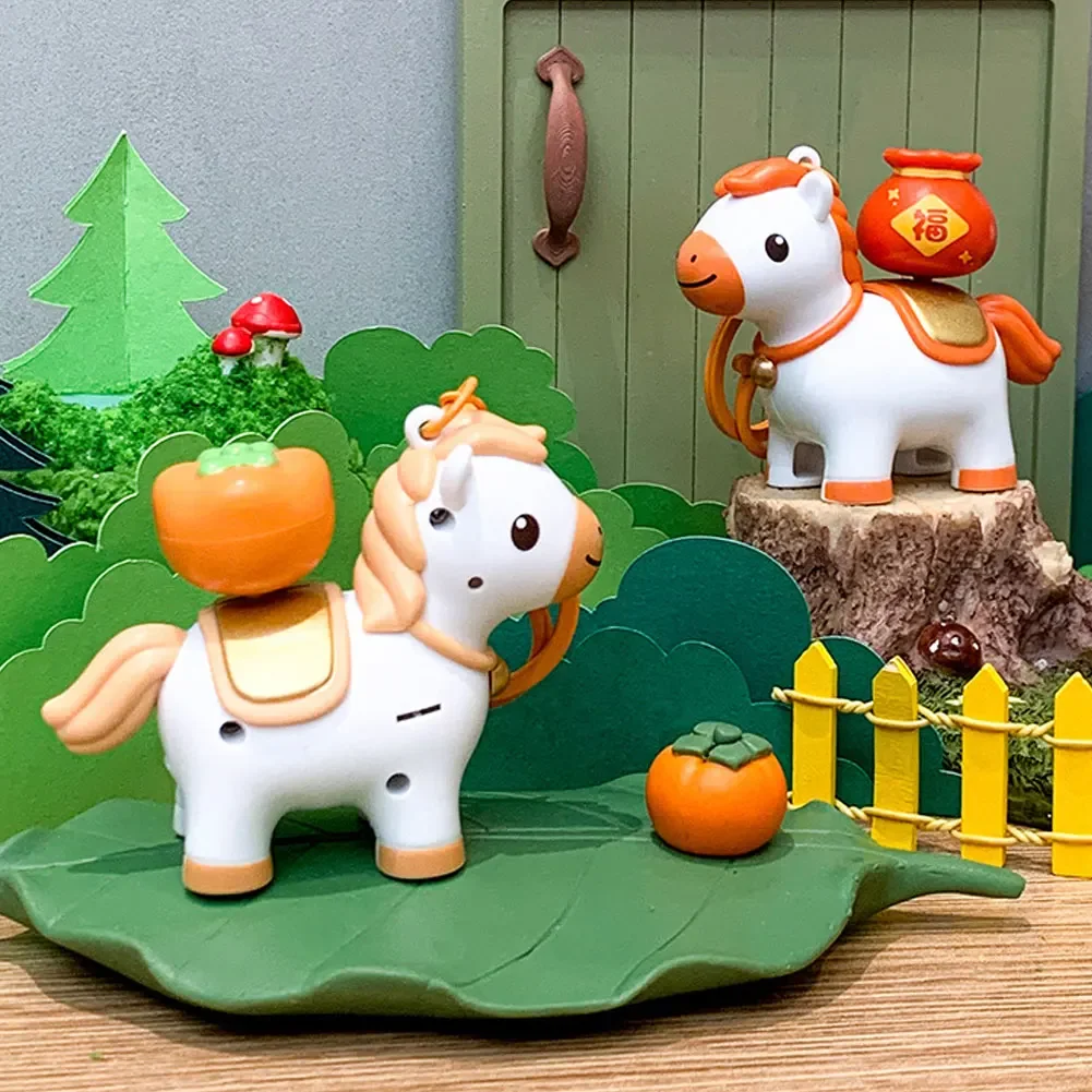 Portable Keychain Rotating Horse Design Key Ring Horse Key Chain Miniature Decompression Toy Pocket-sized Horse Wind Up Toys